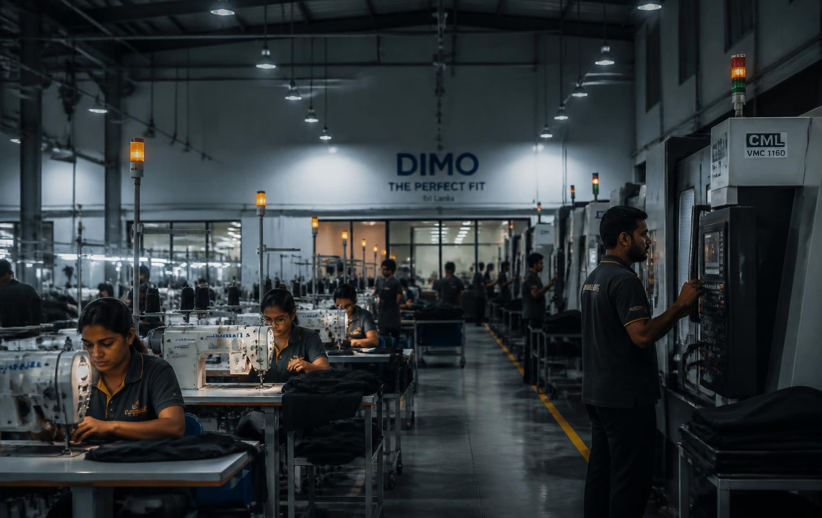 Sri Lankan factory production floor with monitored machines